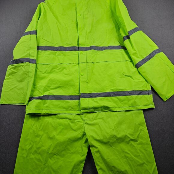 Blue Mountain PVC Rainsuit Hi-Visibility Jacket Overall Set Mens M Reflective - Picture 1 of 7